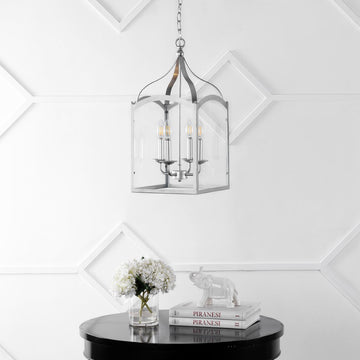Ruth 11" Traditional Classic Lantern Metal/Glass LED Pendant - JONATHAN Y